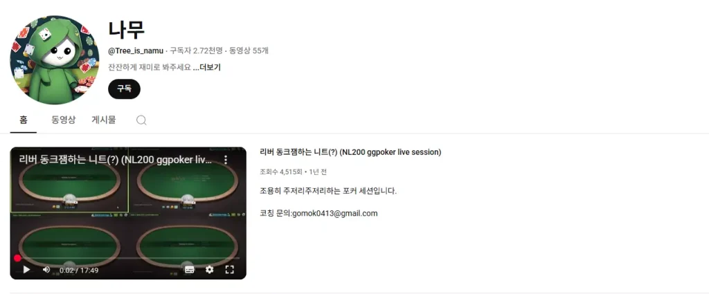 유튜브 채널 추천 리스트 나무
